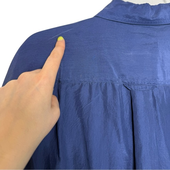 Vintage Silk Button Up Shirt Men’s Size Medium Dusty Muted Blue 80s 90s - Picture 8 of 9